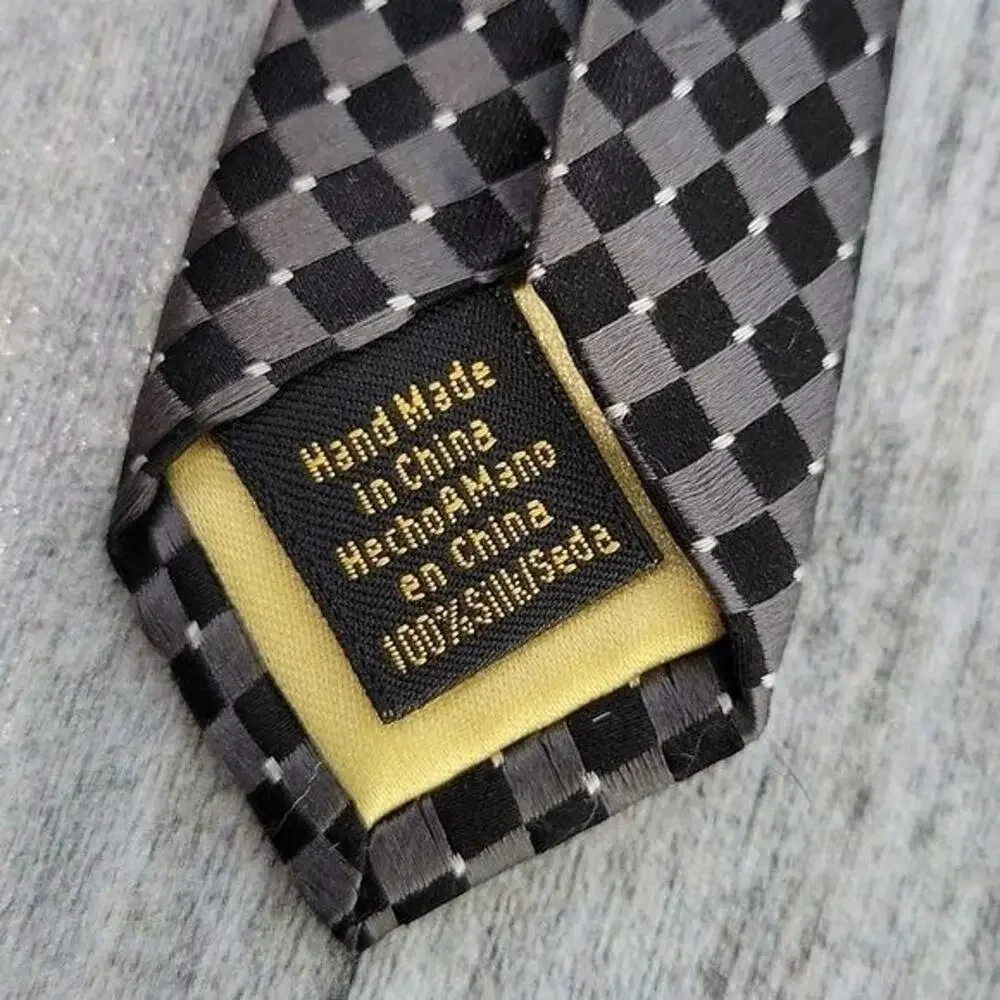 Donald J Trump Signature Collection Black & Gray Checked Silk Necktie